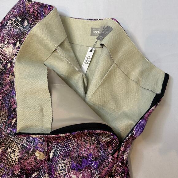 Asos Purple Snakeskin-Style Shorts Y2K-Inspired Side Zipper Size 8/Small - Picture 5 of 7